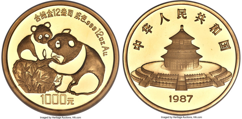 People's Republic gold Proof "Panda" 1000 Yuan (12 oz) 1987 PR70 Ultra Cameo NGC...