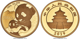 People's Republic gold Proof "Panda" 2000 Yuan 2019 PR70 Ultra Cameo NGC, PAN-Unl. 150gm. Absolutely flawless and certainly deserving of its perfect d...