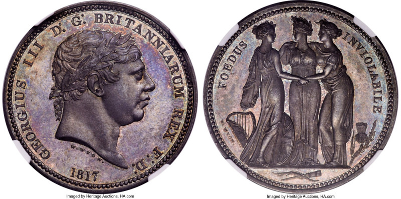 George III silver Proof Pattern "Three Graces" Crown 1817 PR63+ NGC, KM-PnA77, L...