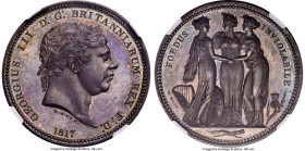 George III silver Proof Pattern "Three Graces" Crown 1817 PR63+ NGC, KM-PnA77, L&S-152, ESC-2020 (R2). Plain edge. By William Wyon. Universally renown...