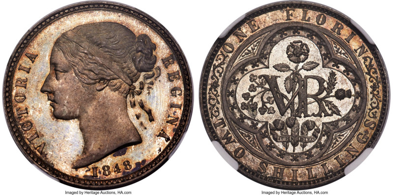 Victoria silver Proof Pattern "Royal Cypher" Florin 1848 PR65 NGC, KM-Unl., ESC-...