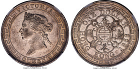 British Colony. Victoria Dollar 1868 AU55 NGC, Hong Kong mint, KM10, Prid-3, Mars-C41. Minted during the final year of this magical three-year series,...