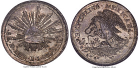 Republic "Hookneck" 8 Reales 1824 Do-RL MS64 NGC, Durango mint, KM376.2, DP-Do01. Defiant snake, small Libertad cap variety. A special offering that i...