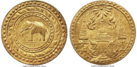 Rama IV gold 4 Baht (Pit) 1863 MS62 PCGS, Bangkok mint, KM-Y14, LeMay-pg. 94, Plate XXI, 2, Krisadaolarn/Mihailovs-pg. 163, Plate F31. Struck to a for...