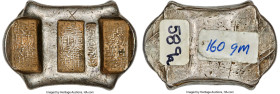 Qing Dynasty. Yunnan Sanchuo Jieding ("Three-Stamp Remittance") "Packsaddle" Sycee of 4-1/2 Taels ND (19th-20th Century) Certified AU50 by Gong Bo Gra...