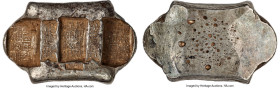 Republic. Yunnan Sanchuo Jieding ("Three-Stamp Remittance") "Packsaddle" Sycee of 5 Taels ND (20th Century) Certified AU55 by Gong Bo Grading, Cribb-C...