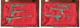 Spring & Autumn Period. State of Yue 4-Piece Lot of Halberd Coins ND (770-481 BC), Zhejiang Province, Jen-p.5, Opitz p.154-5. Smallest one: 60x23mm. L...