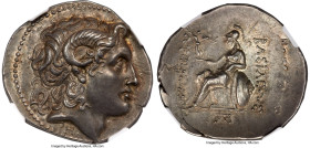 THRACIAN KINGDOM. Lysimachus (305-281 BC). AR tetradrachm (33mm, 16.92 gm, 12h). NGC Choice AU S 4/5 - 4/5, Fine Style, die shift. Uncertain (Bithynia...