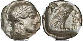 ATTICA. Athens. Ca. 440-404 BC. AR tetradrachm (24mm, 17.26 gm, 10h). NGC MS 5/5 - 4/5. Mid-mass coinage issue. Head of Athena right, wearing earring,...