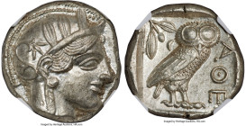 ATTICA. Athens. Ca. 440-404 BC. AR tetradrachm (23mm, 17.19 gm, 3h). NGC MS 5/5 - 4/5. Mid-mass coinage issue. Head of Athena right, wearing earring, ...