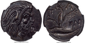 CIMMERIAN BOSPORUS. Panticapaeum. Ca. 4th century BC. AE (21mm, 7.69 gm, 11h). NGC MS 5/5 - 5/5, Fine Style. Head of bearded Pan right / Π-A-N, forepa...