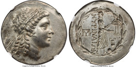 AEOLIS. Myrina. Ca. mid-2nd century BC. AR tetradrachm (32mm, 16.83 gm, 1h). NGC AU 5/5 - 3/5, Fine Style, brushed. Laureate head of Apollo right / MY...