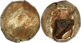 IONIA. Uncertain mint. Ca. 650-600 BC. EL sixth-stater or hecte (9mm, 2.37 gm). NGC AU 4/5 - 4/5. Lydo-Milesian standard. Uncertain blank type / Two i...