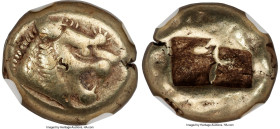 LYDIAN KINGDOM. Alyattes or Walwet (ca. 610-546 BC). EL third-stater or trite (12mm, 4.72gm). NGC VF 5/5 - 3/5, countermarks. Lydo-Milesian standard, ...