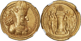 SASANIAN KINGDOM. Shahpur (Sabuhr) I the Great (AD 240-272). AV dinar (21mm, 7.38 gm, 2h). NGC MS 5/5 - 4/5. Mint I ("Ctesiphon"), Phase 2, ca. AD 260...