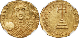 Philippicus (Bardanes) (AD 711-713). AV solidus (19mm, 4.42 gm, 6h). NGC MS 4/5 - 3/5, slight bend, edge scuffs. Constantinople, 5th officina. D N FIL...