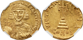Anastasius II Artemius (AD 713-715). AV solidus (20mm, 4.47 gm, 6h). NGC MS 4/5 - 3/5, edge bend. Constantinople, 1st officina. d N APTЄMIЧS A-NASTASI...