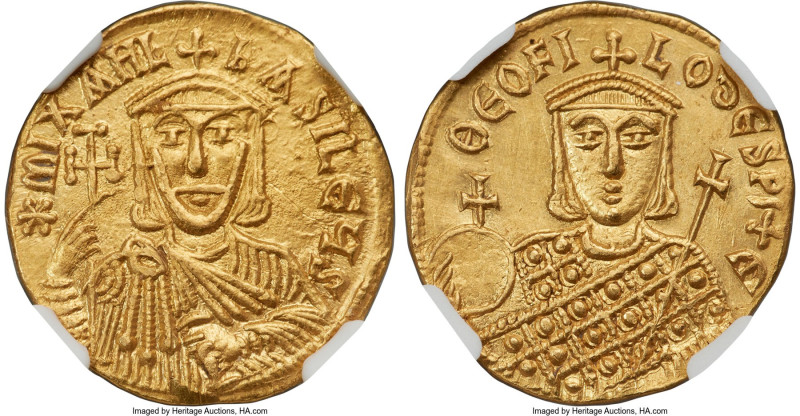 Michael II the Amorian and Theophilus (AD 821-829). AV solidus (20mm, 4.28 gm, 6...