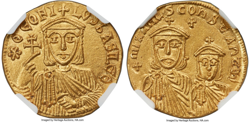 Theophilus (AD 829-842). AV solidus (19mm, 4.21 gm, 7h). NGC MS 5/5 - 2/5, brush...