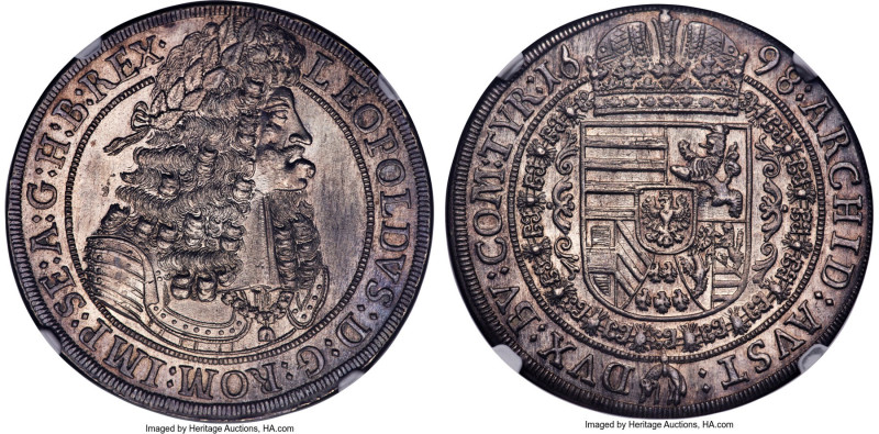 Leopold I Taler 1698/7 MS63 NGC, Hall mint, KM1303.4, Dav-3245. Presently tied w...