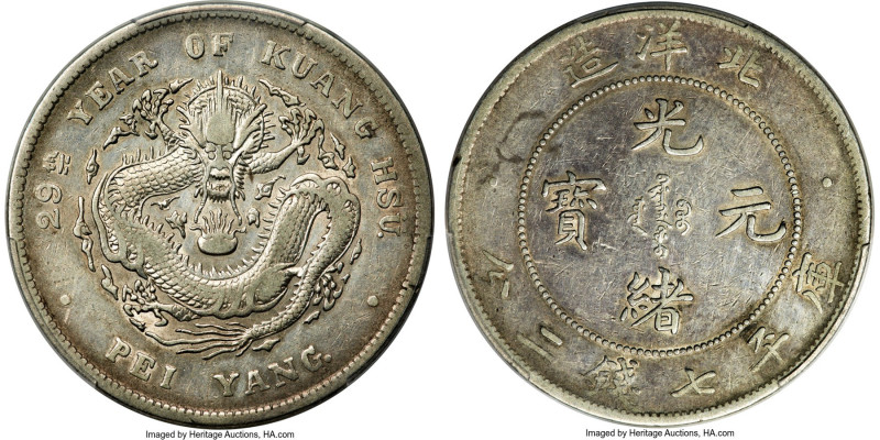 Chihli. Kuang-hsü Dollar Year 29 (1903) VF Details (Cleaned) PCGS, Pei Yang Arse...