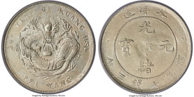 Chihli. Kuang-hsü Dollar Year 34 (1908) AU50 PCGS, Pei Yang Arsenal mint, KM-Y73.2, L&M-465. Long central spine on tail, cloud connected variety. A so...