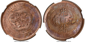 Kiangnan. Kuang-hsü 10 Cash CD 1902 MS65 Brown NGC, Nanking mint, KM-Y135, CCC-199, CL-KN.01. Reeded edge (very faint). Large manchu letters, reverse ...