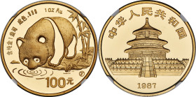 People's Republic gold "Panda" 100 Yuan (1 oz) 1987-Y MS67 NGC, Shenyang mint, KM166, PAN-44B. HID09801242017 © 2023 Heritage Auctions | All Rights Re...