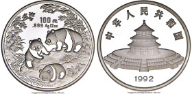 People's Republic silver Proof "Panda" 100 Yuan (12 oz) 1992 PR69 Ultra Cameo NGC, KM399, PAN-180A. Mintage: 2,500. Nearly approaching perfection and ...