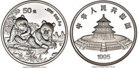 People's Republic silver Proof "Panda" 50 Yuan (5 oz) 1995 PR68 Ultra Cameo NGC, KM727, PAN-244A. Mintage: 1,500. An incredibly scarce Panda issue tha...