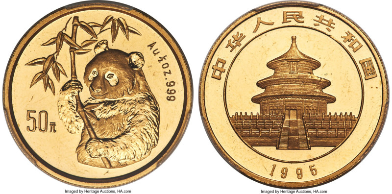 People's Republic gold "Panda" 50 Yuan (1/2 oz) 1995 MS63 PCGS, KM718, PAN-236A....