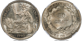 French Colony copper-nickel Specimen Essai 50 Cents 1946-(a) SP66 NGC, Paris mint, KM-E41, Lec-264. Supremely attractive surfaces for a non-silver all...