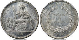 French Colony Piastre 1913-A MS64 NGC, Paris mint, KM5a.1, Lec-294. A glistening icy-white representative of this "Seated Liberty" type that presents ...