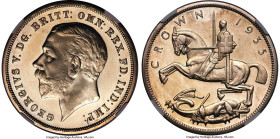 George V Proof "Jubilee" Crown 1935 PR63 Cameo NGC, KM842, S-4050. Raised edge lettering. Mintage: 2,500. Struck to commemorate the Silver Jubilee of ...