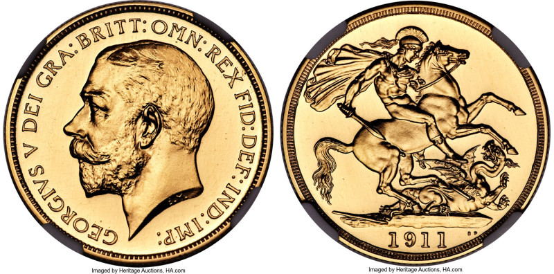 George V gold Proof 2 Pounds 1911 PR63 NGC, KM821, S-3995. An exquisite specimen...