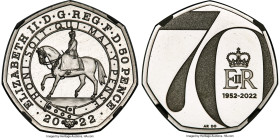 Elizabeth II platinum Proof "Queen Elizabeth II Platinum Jubilee" 50 Pence 2022 PR70 Ultra Cameo NGC, S-H103A. Limited Edition Presentation: 70. A low...