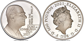 Elizabeth II silver Proof "Prince Philip Memorial" 500 Pounds (1 Kilo) 2021 PR69 Ultra Cameo NGC, S-NH12. Limited Edition Presentation: 75. A weighty ...