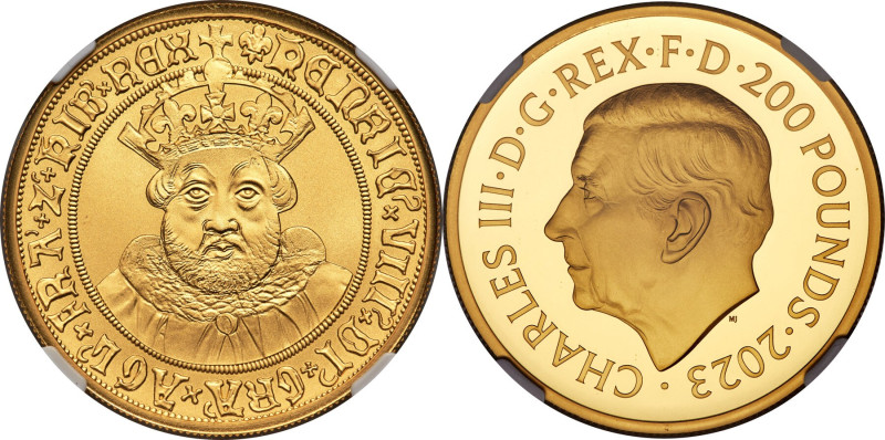 Charles III gold Proof "King Henry VIII" 200 Pounds (2 oz) 2023 PR70 Ultra Cameo...