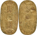 Bunsei gold Koban (Ryo) ND (1819-1828) AU Details (Scratch) PCGS, Edo mint, KM-C22a, JNDA 09-20. 60x32mm. 13.10gm. A minimally available type witnesse...