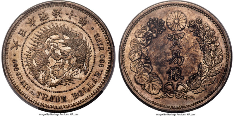 Meiji Trade Dollar Year 10 (1877) UNC Details (Altered Surfaces) PCGS, Osaka min...