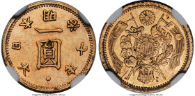 Meiji gold Yen Year 7 (1874) AU Details (Damaged) NGC, Osaka mint, KM-Y9a, JNDA 01-5A, JC-09-5-2. Orange-gold in appearance with a large pock mark in ...