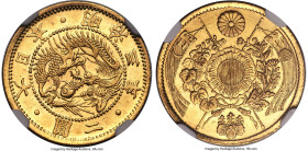 Meiji gold 2 Yen Year 3 (1870) MS64 NGC, Osaka mint, KM-Y10, JNDA 01-4. The obverse of this near-Gem specimen is slightly Prooflike, a wonderful way t...
