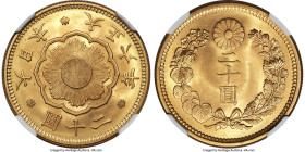 Taisho gold 20 Yen Year 6 (1917) MS65 NGC, Osaka mint, KM-Y40.2, Fr-53, JNDA 01-6. Enchanting in its artistry and preservation, this rose-gold beauty ...