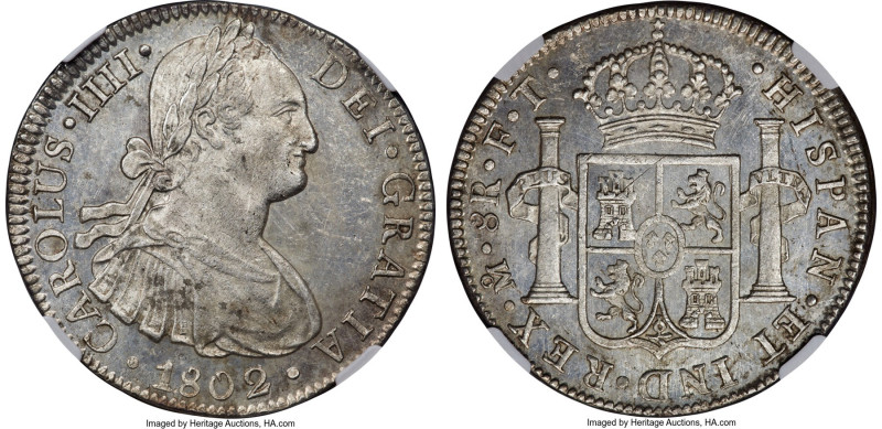Charles IV 8 Reales 1802 Mo-FT MS62 NGC, Mexico City mint, KM109, Calico-975. A ...