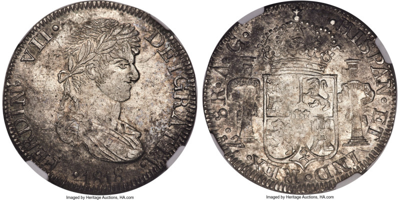 Zacatecas. Ferdinand VII "Royalist" 8 Reales 1818 Zs-AG MS63 NGC, Zacatecas mint...