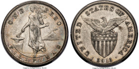 USA Administration Peso 1911-S AU58 PCGS, San Francisco mint, KM172. A coveted date in high-grade, this gently circulated Choice AU specimen is sure t...