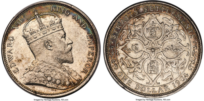 British Colony. Edward VII Dollar 1904-B MS62 PCGS, Bombay mint, KM25, Prid-4. I...