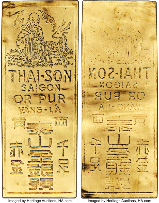 Thai-Son Saigon gold Wafer ND (c. 1960) UNC (slight bend), cf. KMX-B1-3. 100x37m...