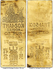 Thai-Son Saigon gold Wafer ND (c. 1960) UNC (slight bend), cf. KMX-B1-3. 100x37mm. 14.64gm. This rectangular gold wafer issue features Shou Xing, the ...