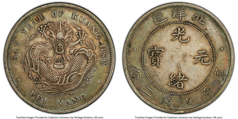 Chihli. Kuang-hsü Dollar Year 34 (1908) XF40 PCGS, Pei Yang Arsenal mint, KM-Y73...